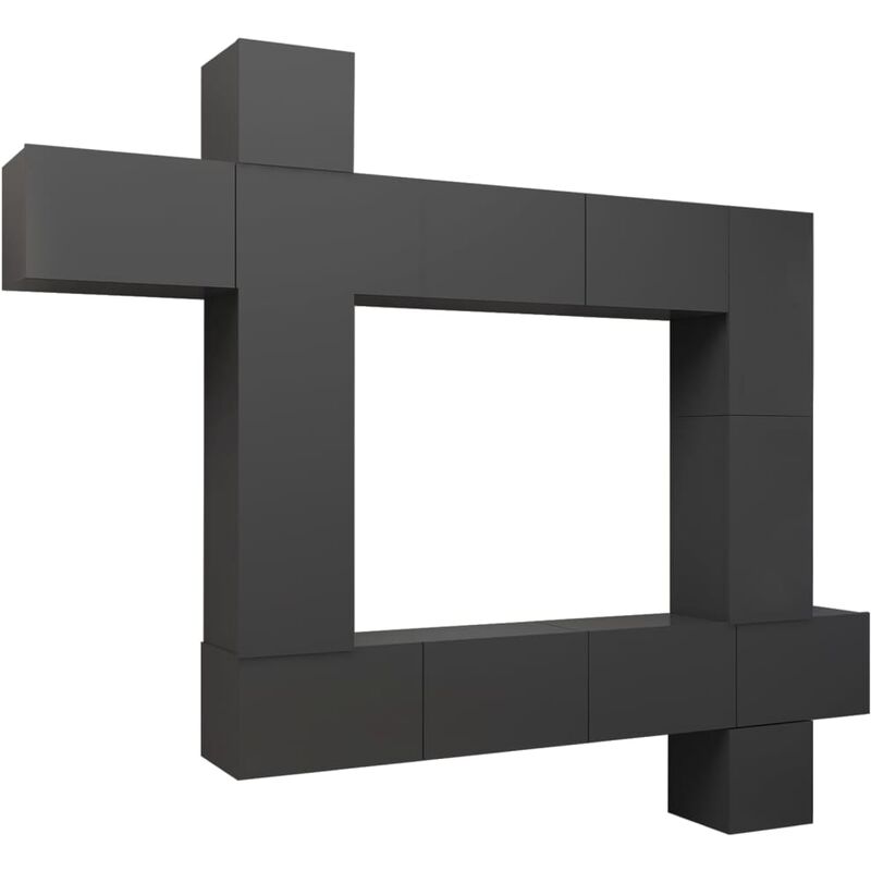 

vidaXL Juego de mueble para TV de 9 piezas aglomerado gris - Gris