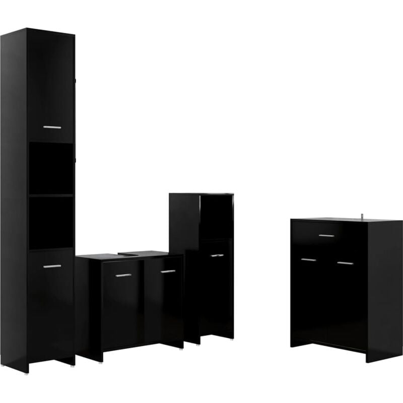 

Juego de muebles de baño 4 pzas negro - Negro - Vidaxl