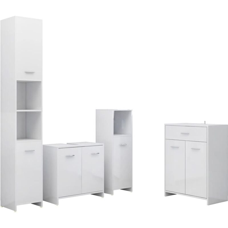 

Juego de muebles de baño de 4 piezas blanco brillante - Blanco - Vidaxl