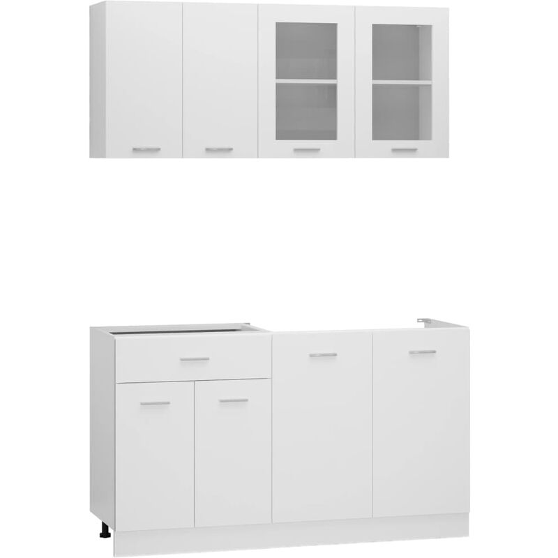 

vidaXL Juego de muebles de cocina 4 piezas aglomerado blanco - Blanco
