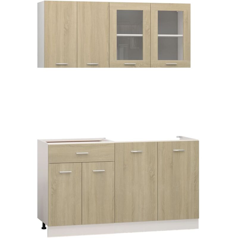 

vidaXL Juego de muebles de cocina 4 piezas aglomerado roble Sonoma - Marrón