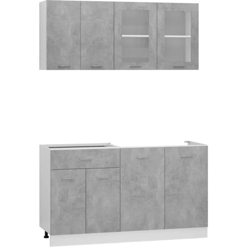 

Juego de muebles de cocina 4 piezas aglomerado gris hormigón - Gris - Vidaxl