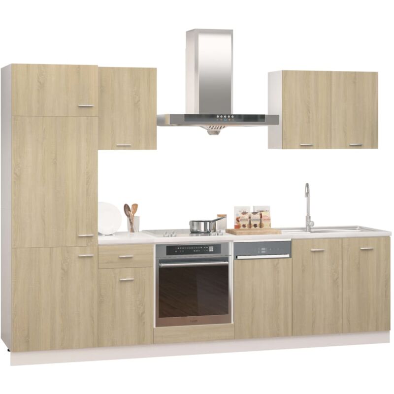 

Juego de muebles de cocina 7 piezas aglomerado roble Sonoma - Marrón - Vidaxl