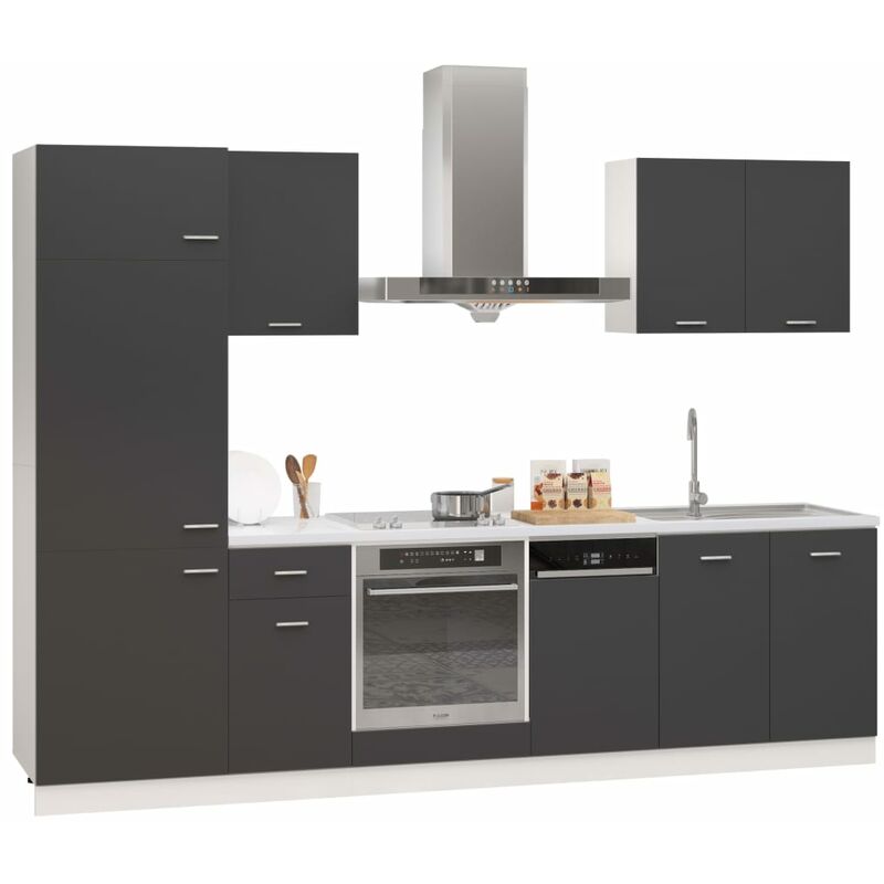 

Juego de muebles de cocina 7 piezas aglomerado gris - Gris - Vidaxl