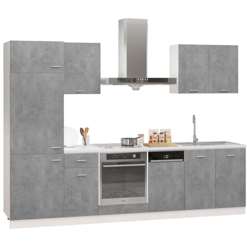 

Juego de muebles de cocina 7 piezas aglomerado gris hormigón - Gris - Vidaxl