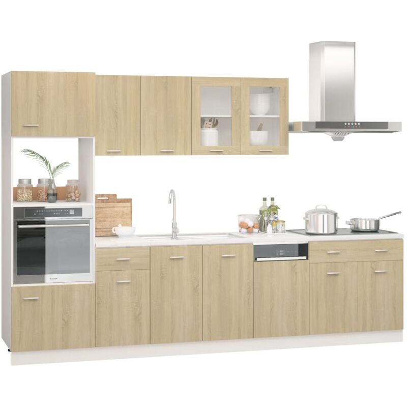 

vidaXL Juego de muebles de cocina 7 piezas aglomerado roble Sonoma - Marrón