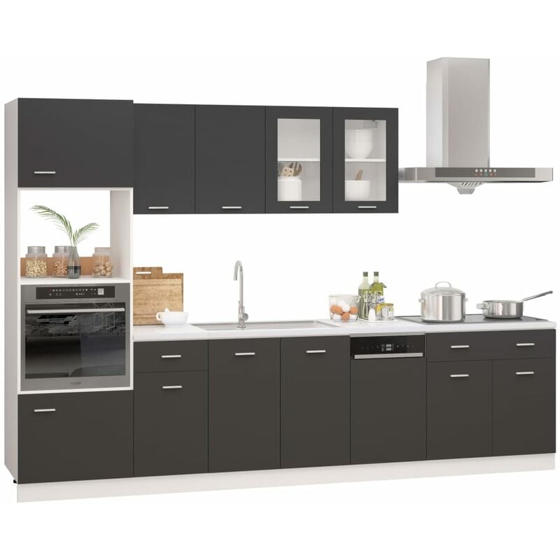 

Juego de muebles de cocina 7 piezas aglomerado gris - Gris - Vidaxl