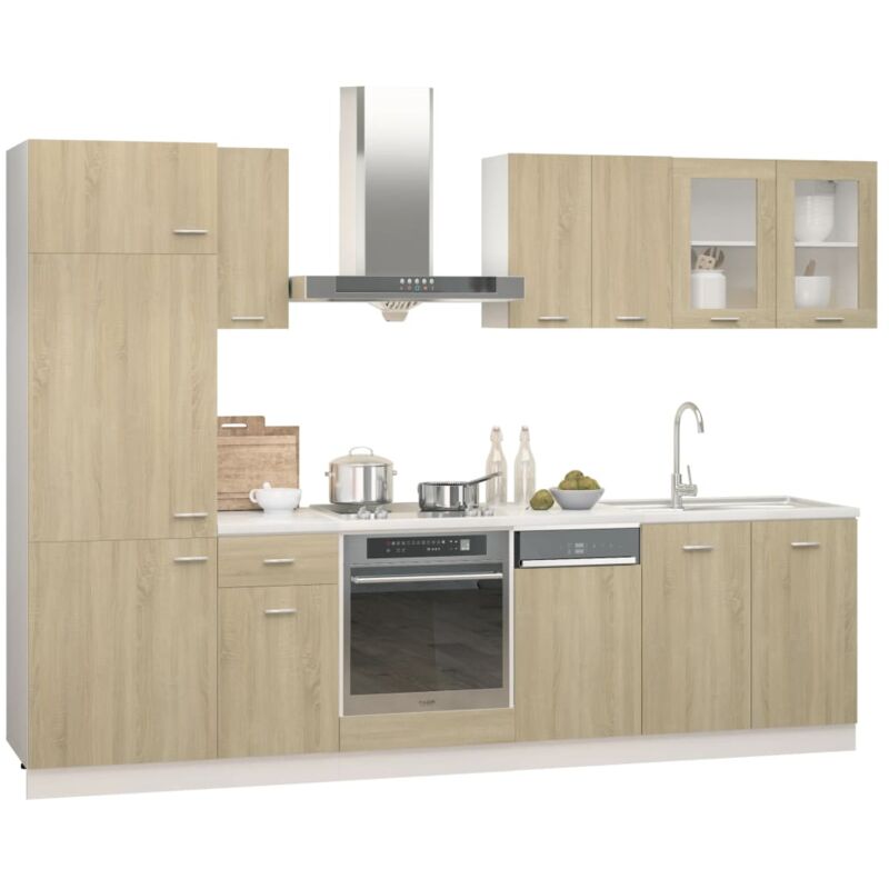 

Juego de muebles de cocina 8 piezas aglomerado roble Sonoma - Marrón - Vidaxl