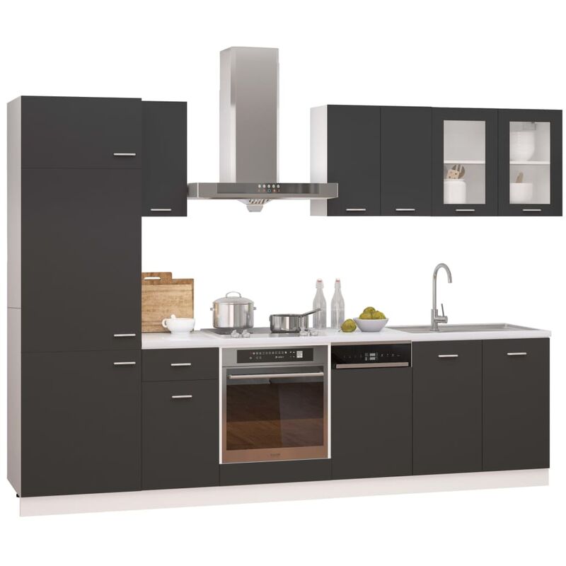 

Juego de muebles de cocina 8 piezas aglomerado gris - Gris - Vidaxl