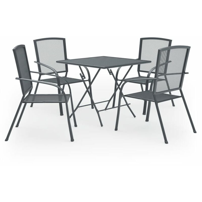 

Juego de muebles de comedor de jardín 5 piezas acero antracita - Antracita - Vidaxl