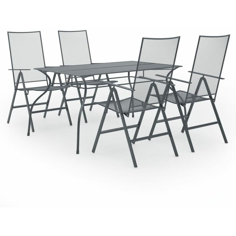 

Juego de muebles de comedor de jardín 5 pzas acero antracita - Antracita - Vidaxl
