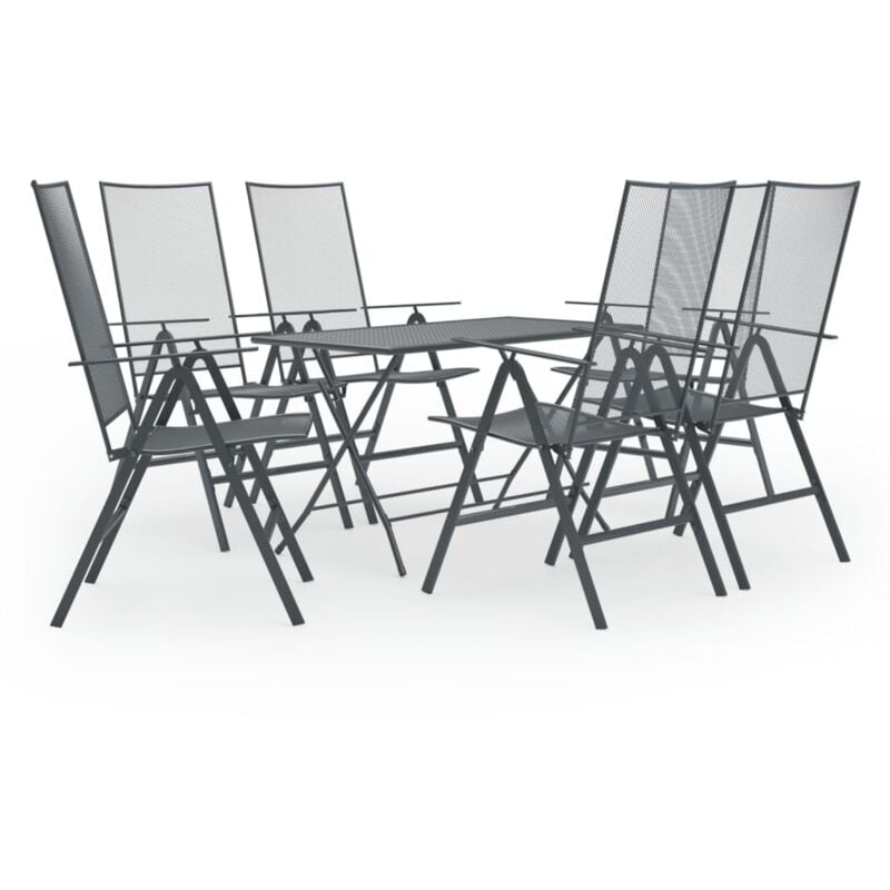 

vidaXL Juego de muebles de comedor de jardín 7 piezas acero antracita - Antracita