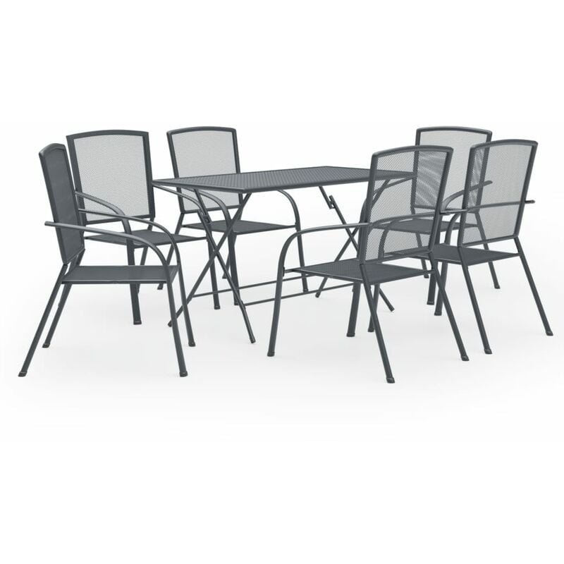 

Juego de muebles de comedor de jardín 7 piezas acero antracita - Antracita - Vidaxl