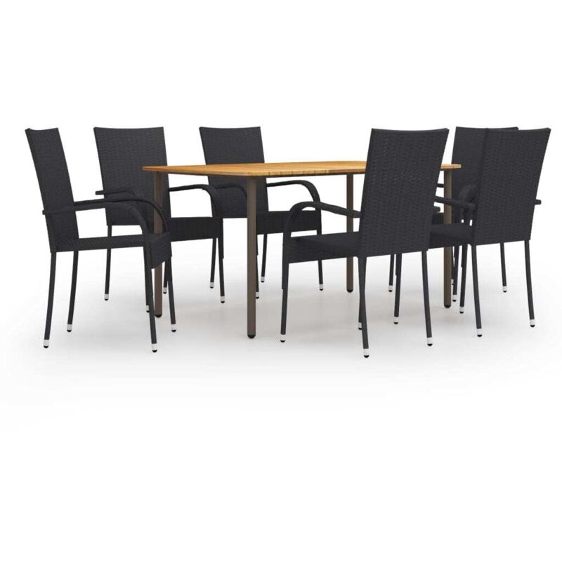 

Juego de muebles de comedor de jardín 7 piezas ratán PE negro - Negro - Vidaxl