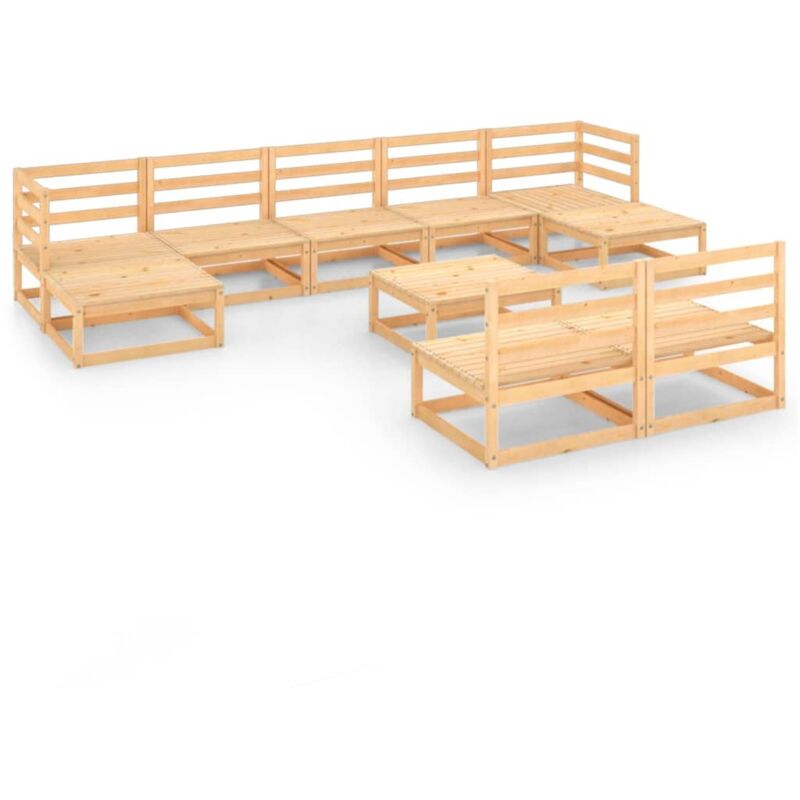 

vidaXL Juego de muebles de jardín 10 piezas madera maciza pino - Marrón