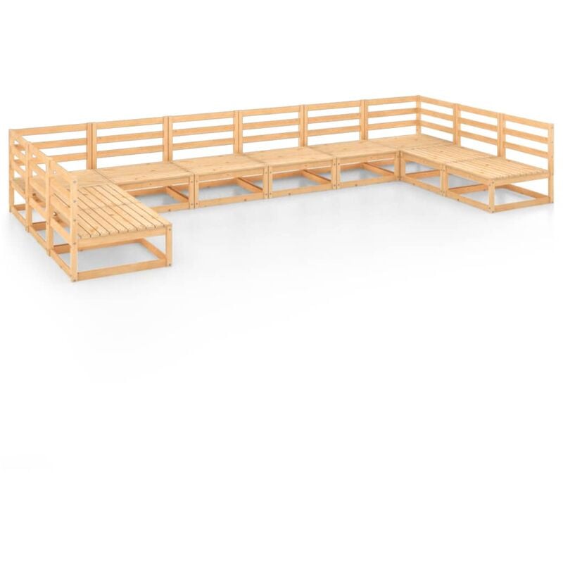 

vidaXL Juego de muebles de jardín 10 pzas y cojines madera pino maciza - Marrón