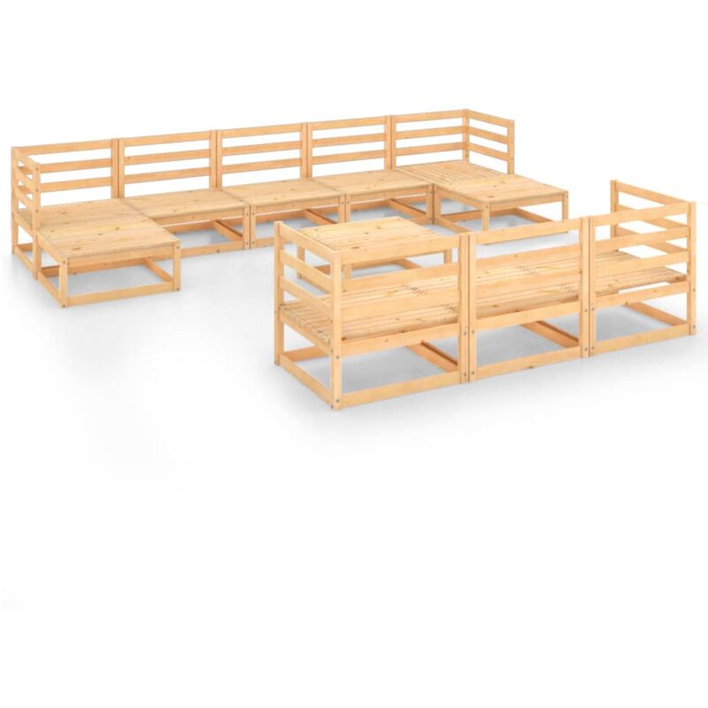 

vidaXL Juego de muebles de jardín 11 piezas madera de pino maciza - Marrón