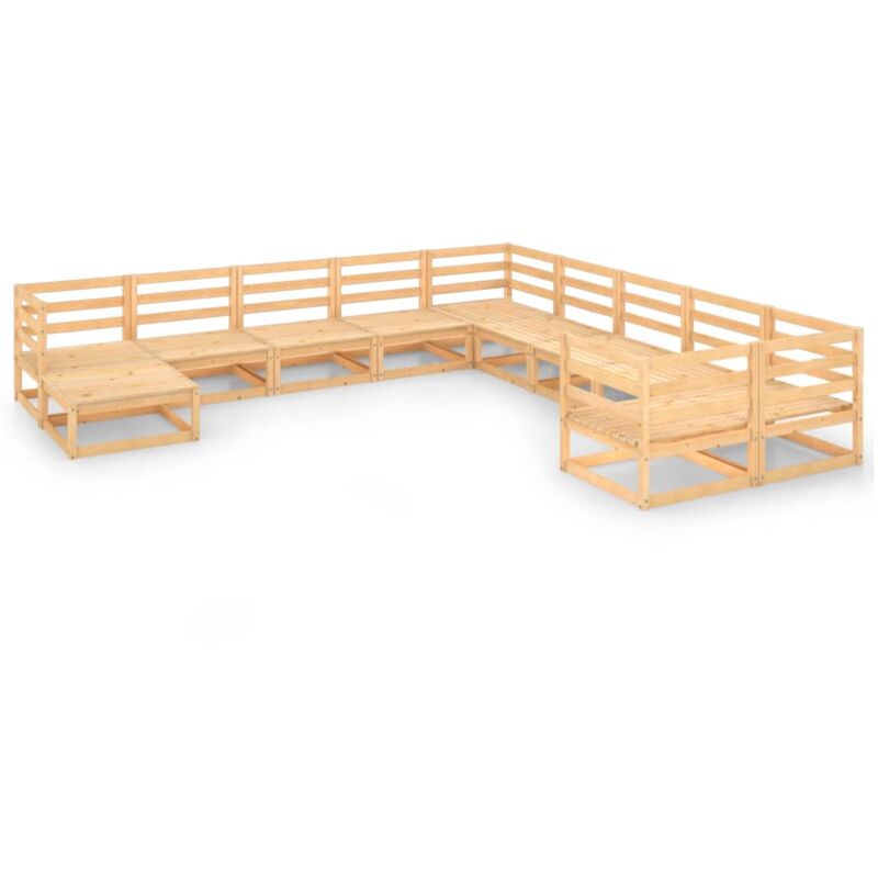 

vidaXL Juego de muebles de jardín 11 pzas y cojines madera pino maciza - Marrón