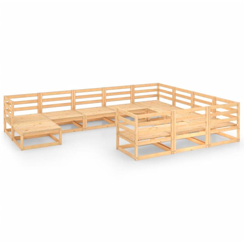 

vidaXL Juego de muebles de jardín 11 pzas y cojines madera pino maciza - Marrón