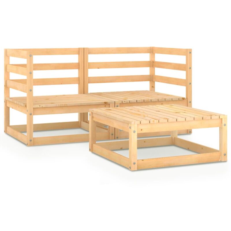 

vidaXL Juego de muebles de jardín 3 piezas madera de pino maciza - Marrón