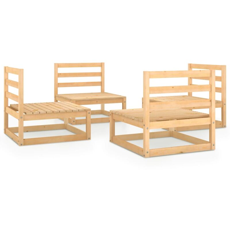 

vidaXL Juego de muebles de jardín 4 piezas madera pino maciza - Marrón