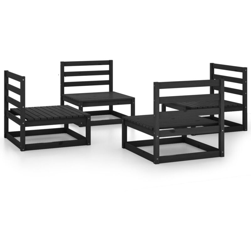 

Juego de muebles de jardín 4 pzas y cojines negro madera pino - Negro - Vidaxl