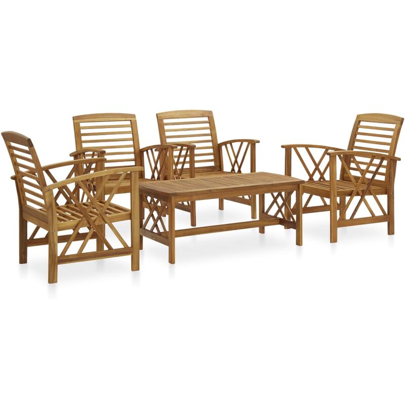 

vidaXL Juego de muebles de jardín 5 piezas madera maciza de acacia - Marrón