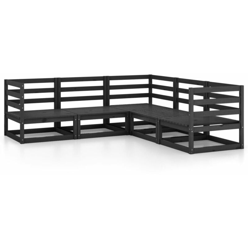 

Juego de muebles de jardín 5 piezas negro madera maciza de pino - Negro - Vidaxl