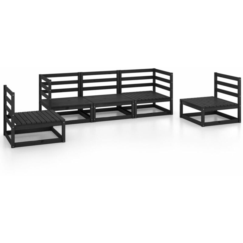 

Juego de muebles de jardín 5 piezas negro madera maciza de pino - Negro - Vidaxl