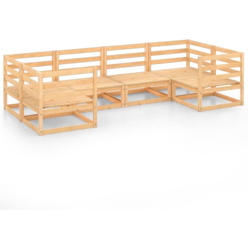 

vidaXL Juego de muebles de jardín 6 piezas madera maciza de pino - Marrón