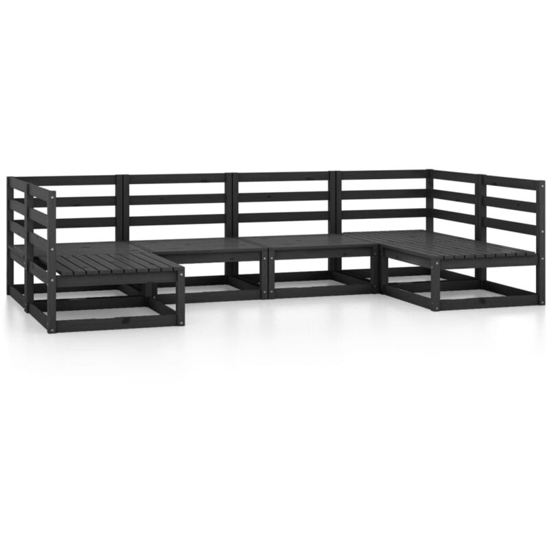 

vidaXL Juego de muebles de jardín 6 piezas madera maciza de pino - Negro