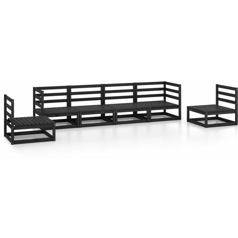 

Juego de muebles de jardín 6 piezas negro madera maciza de pino - Negro - Vidaxl