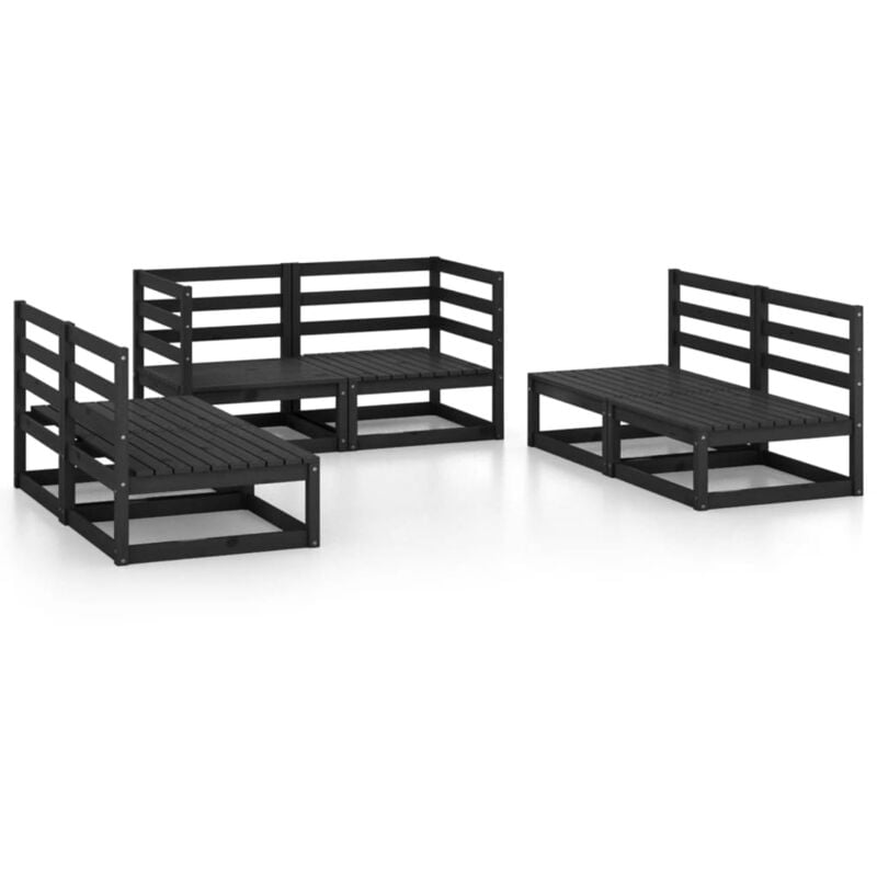 

Juego de muebles de jardín 6 piezas negro madera maciza de pino - Negro - Vidaxl