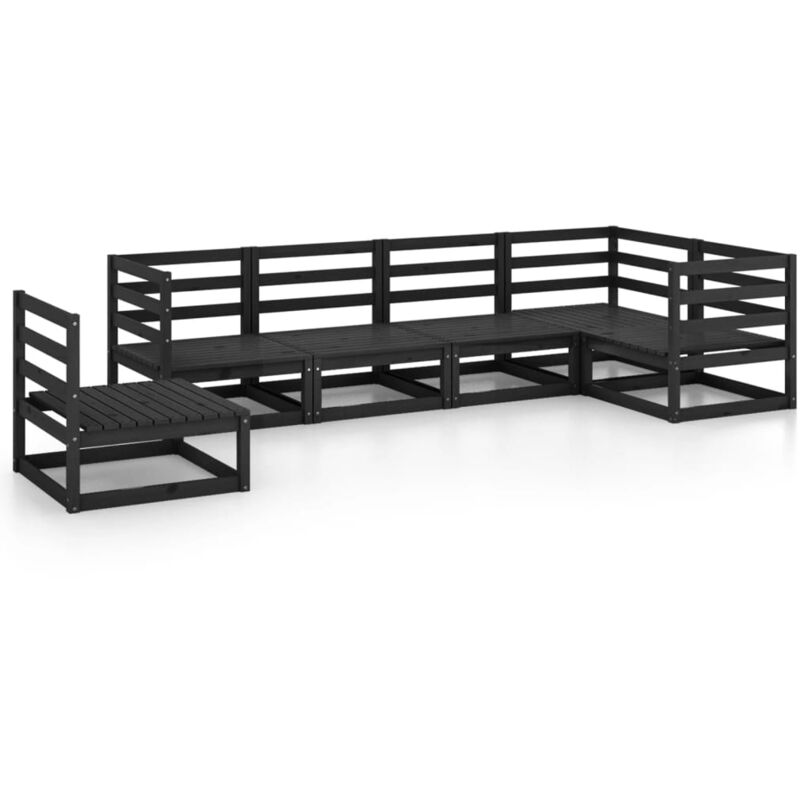 

Juego de muebles de jardín 6 piezas negro madera maciza de pino - Negro - Vidaxl