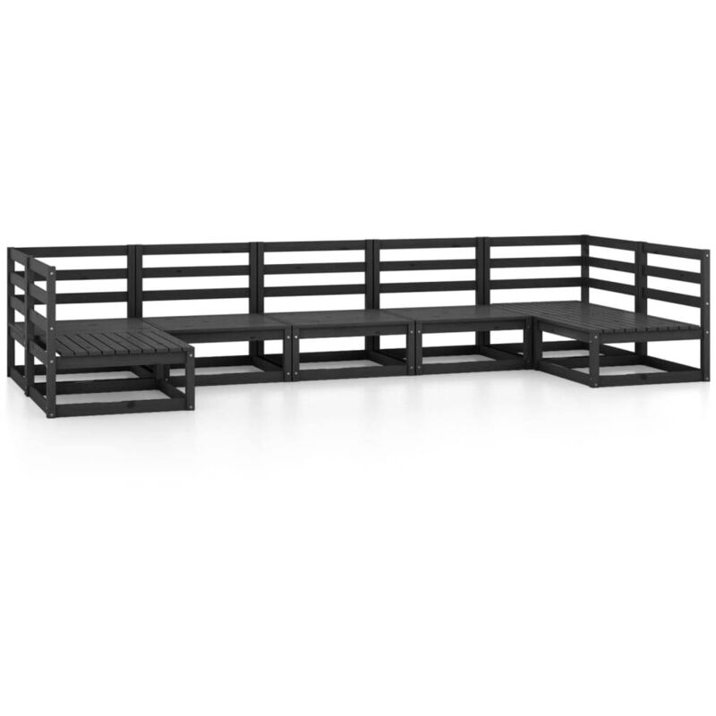 

Juego de muebles de jardín 7 piezas madera maciza de pino - Negro - Vidaxl