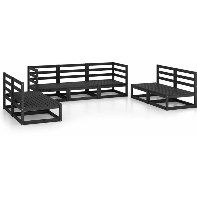 

Juego de muebles de jardín 7 piezas negro madera maciza de pino - Negro - Vidaxl