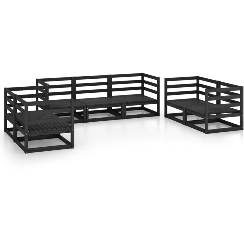 

Juego de muebles de jardín 7 piezas negro madera maciza de pino - Negro - Vidaxl