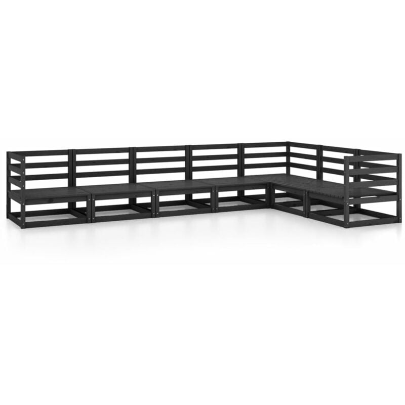 

Juego de muebles de jardín 7 piezas negro madera maciza de pino - Negro - Vidaxl