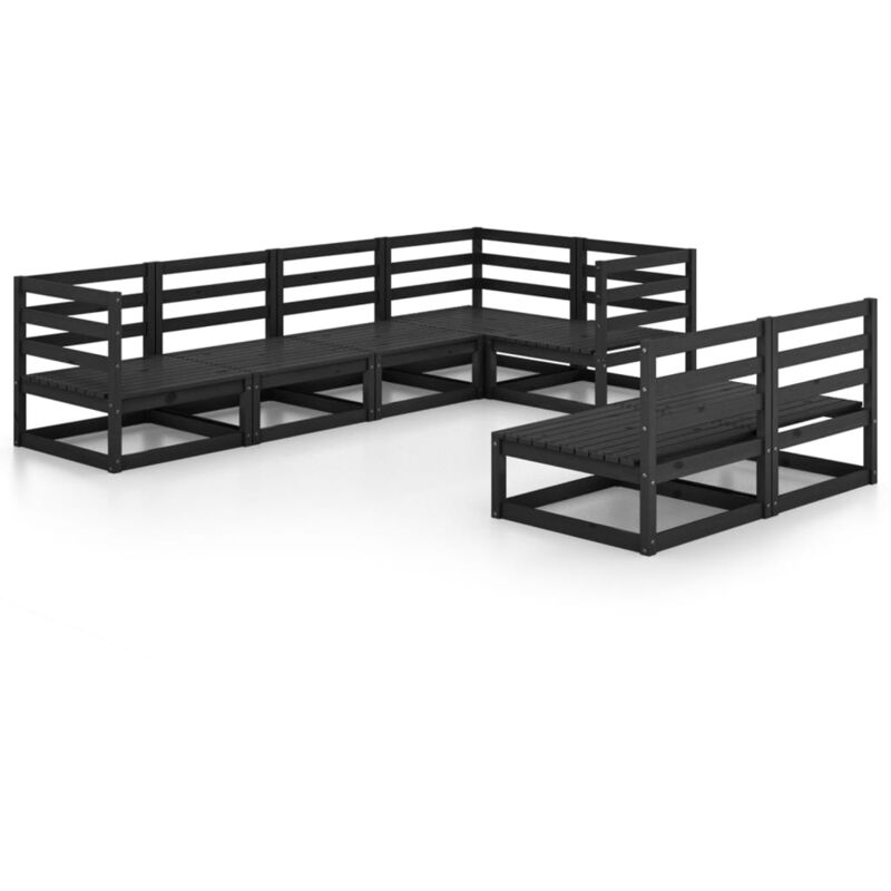 

Juego de muebles de jardín 7 piezas negro madera maciza de pino - Negro - Vidaxl