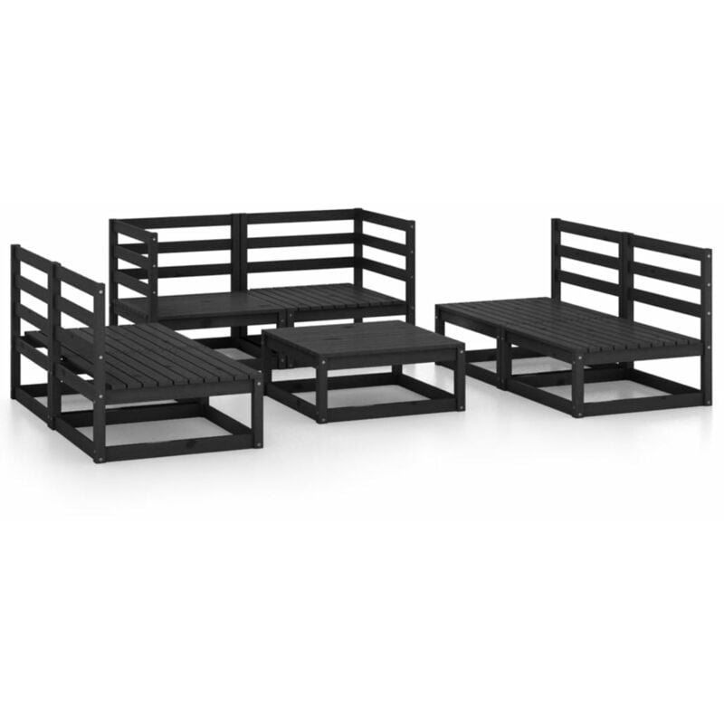 

Juego de muebles de jardín 7 piezas negro madera maciza de pino - Negro - Vidaxl