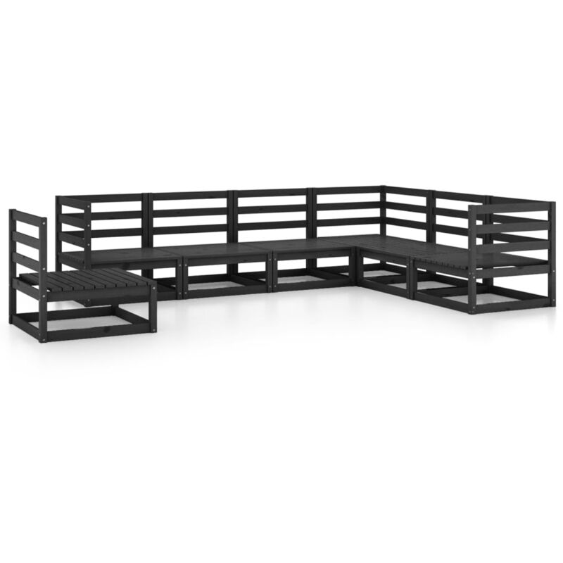

Juego de muebles de jardín 7 pzas y cojines negro madera pino - Negro - Vidaxl