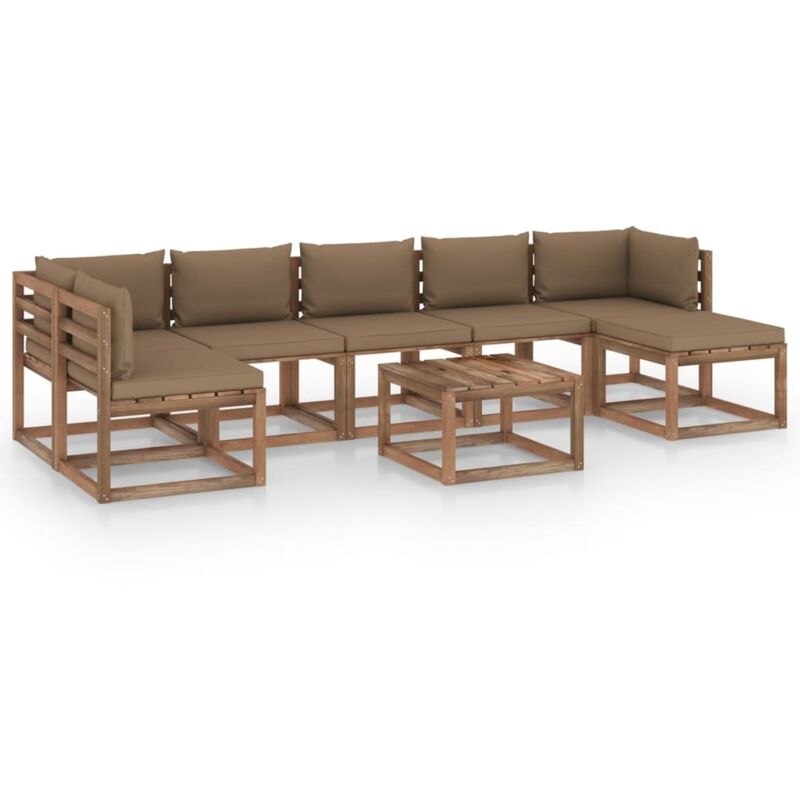 

vidaXL Juego de muebles de jardín 8 piezas con cojines gris taupe - Marrón