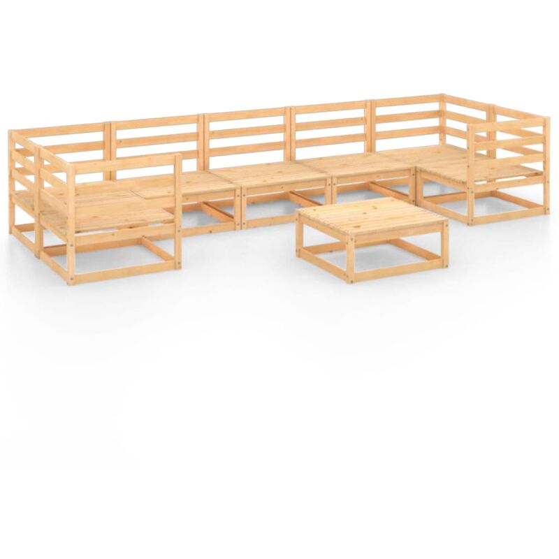

vidaXL Juego de muebles de jardín 8 piezas madera maciza de pino - Marrón