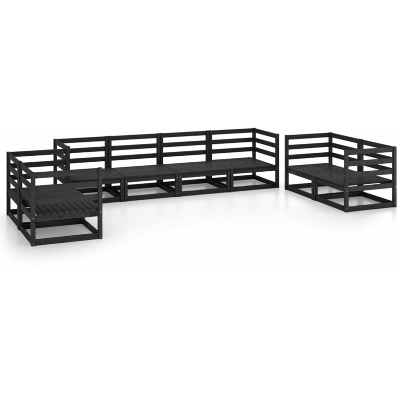 

Juego de muebles de jardín 8 piezas negro madera maciza de pino - Negro - Vidaxl