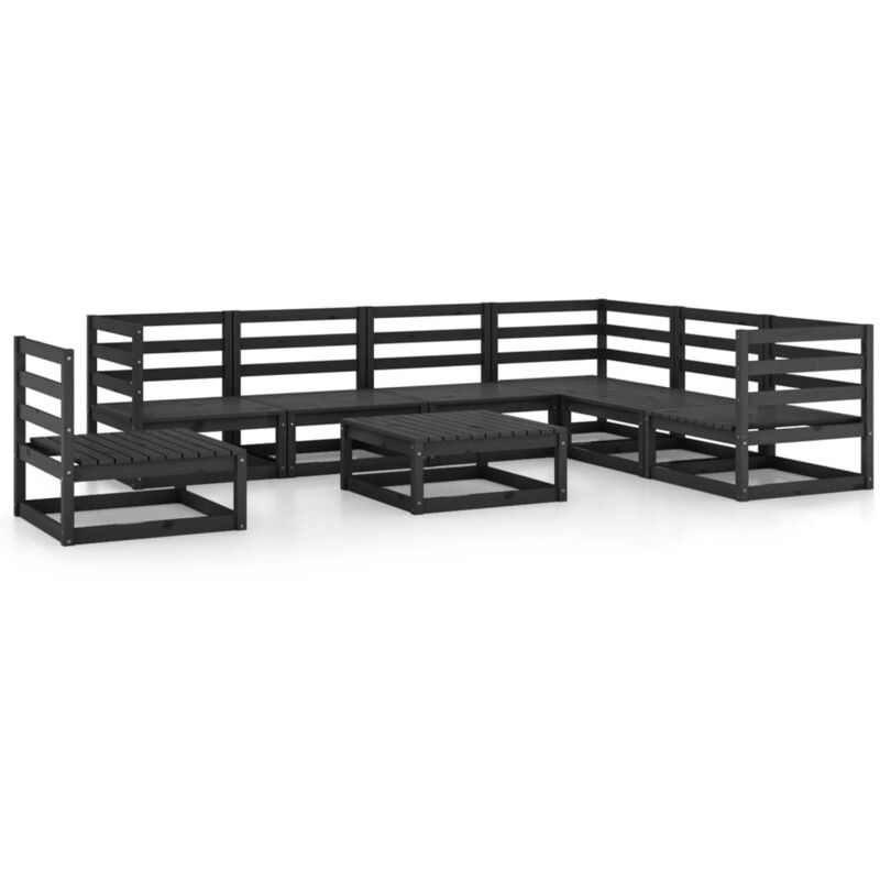 

Juego de muebles de jardín 8 piezas negro madera maciza de pino - Negro - Vidaxl