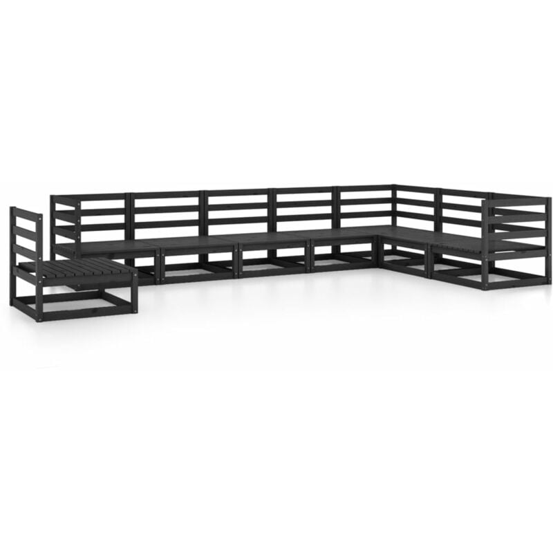

Juego de muebles de jardín 8 piezas negro madera maciza pino - Negro - Vidaxl