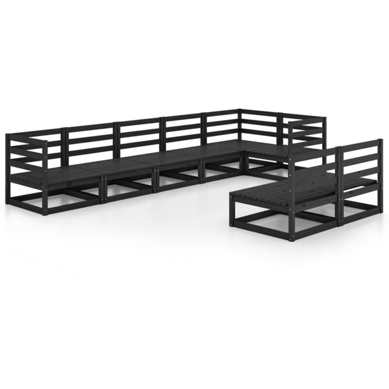 

Juego de muebles de jardín 8 piezas negro madera maciza pino - Negro - Vidaxl