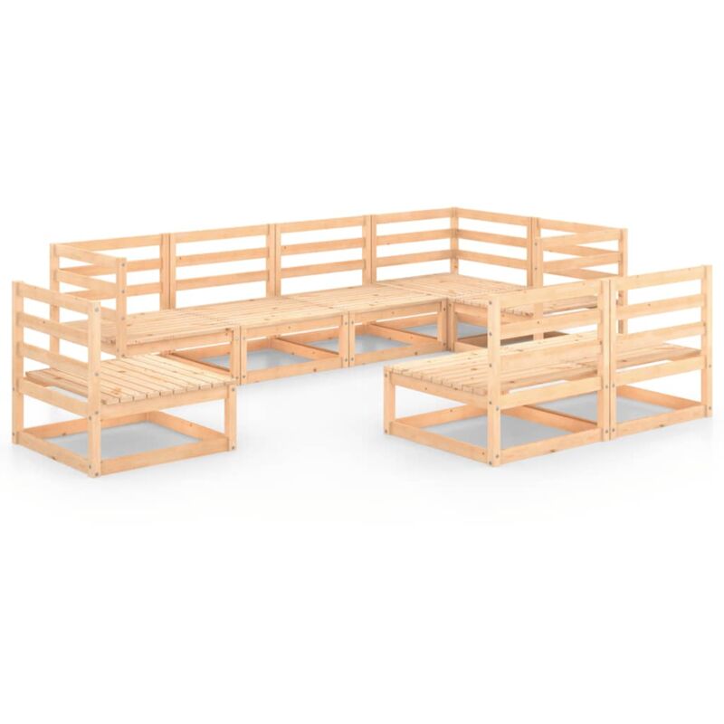 

vidaXL Juego de muebles de jardín 8 piezas madera pino maciza - Marrón