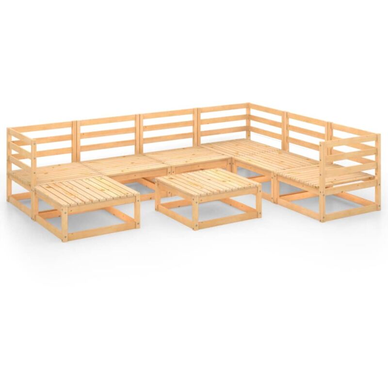 

vidaXL Juego de muebles de jardín 8 piezas madera pino maciza - Marrón