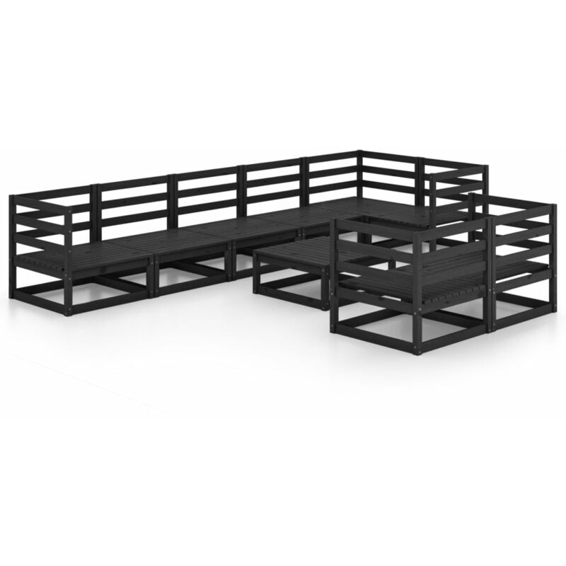 

Juego de muebles de jardín 9 piezas negro madera maciza de pino - Negro - Vidaxl